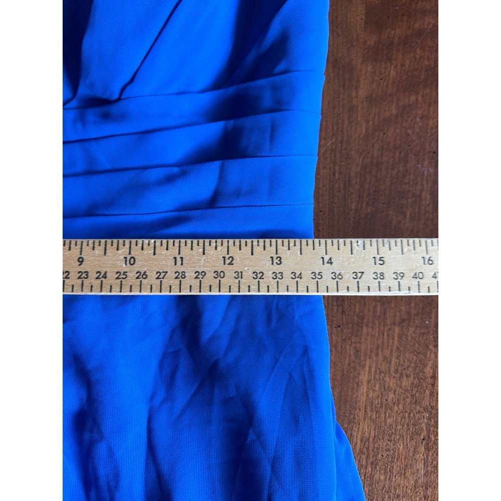 Azazie Julianna Gown Women Royal Blue Chiffon V-Neck Pleated Maxi Dress A4 - Picture 9 of 10